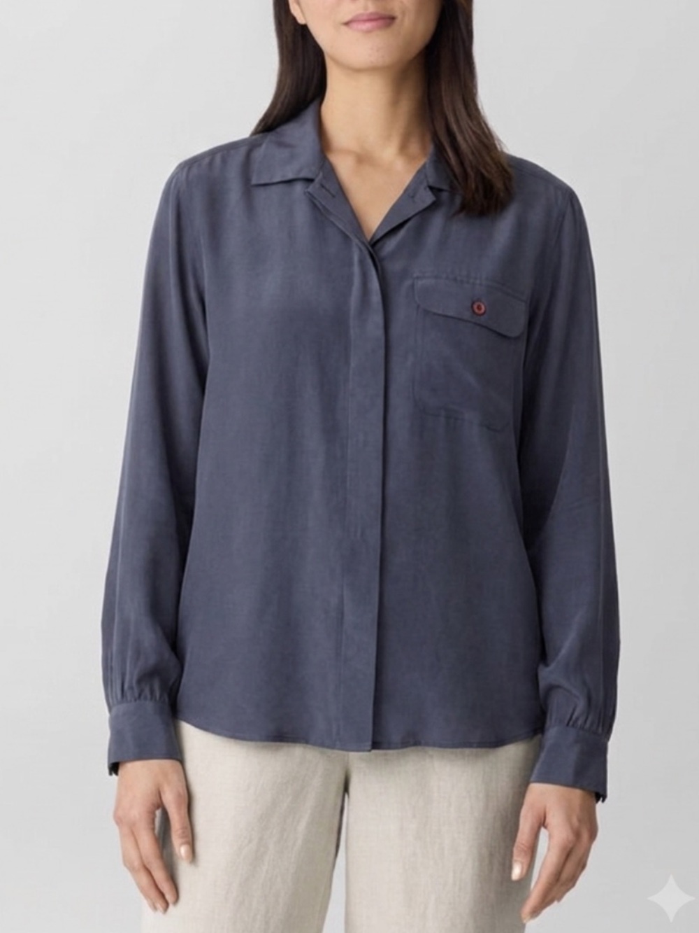 Vintage Nordstrom 2567 Basics 100% Silk Long Sleeve Button Shirt Womens Size 4